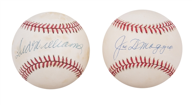Lot of (2) Ted Williams & Joe DiMaggio Single Signed OAL Baseballs (Beckett)